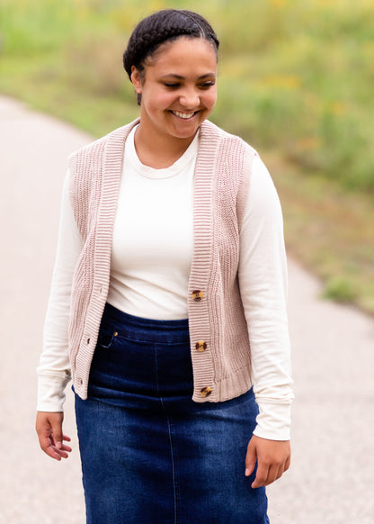 Sleeveless Button Up V-Neck Cardigan Tops