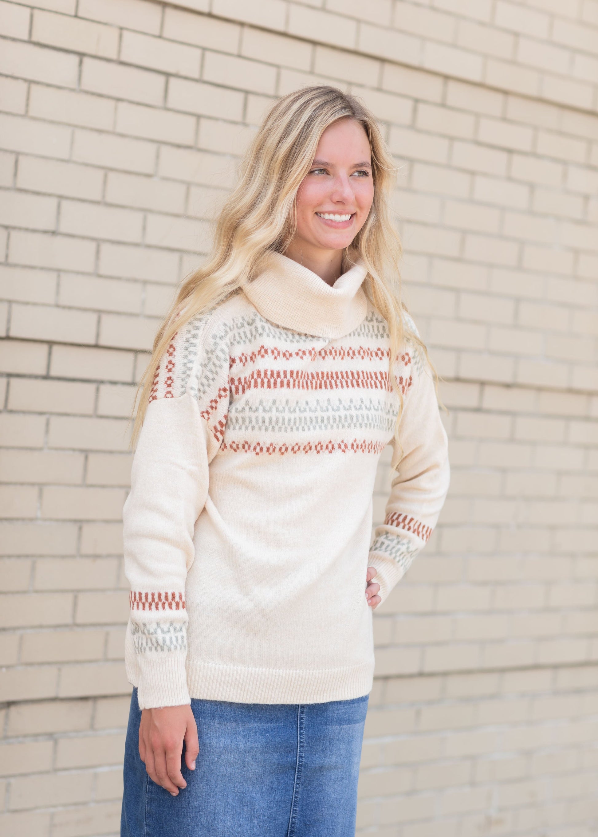 Slouchy Turtle Neck Long Sleeve Sweater Tops