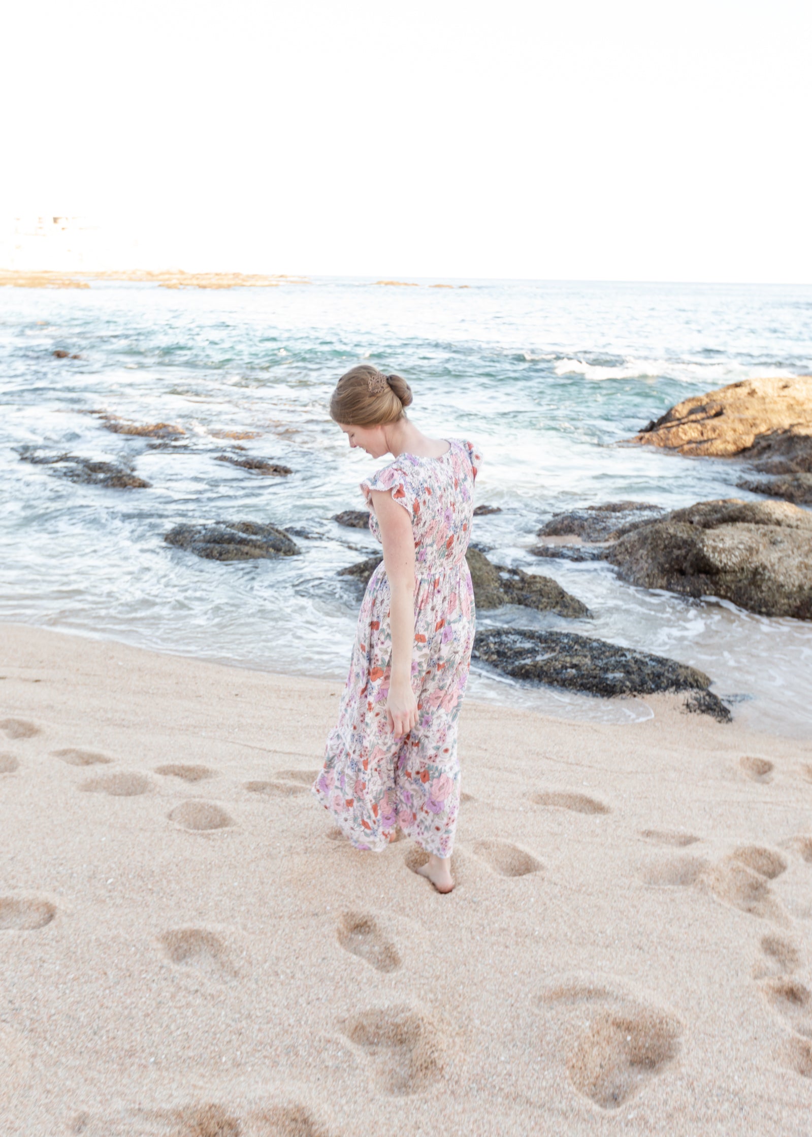 Smocked Floral Print Maxi Dress Dresses Polagram & BaeVely