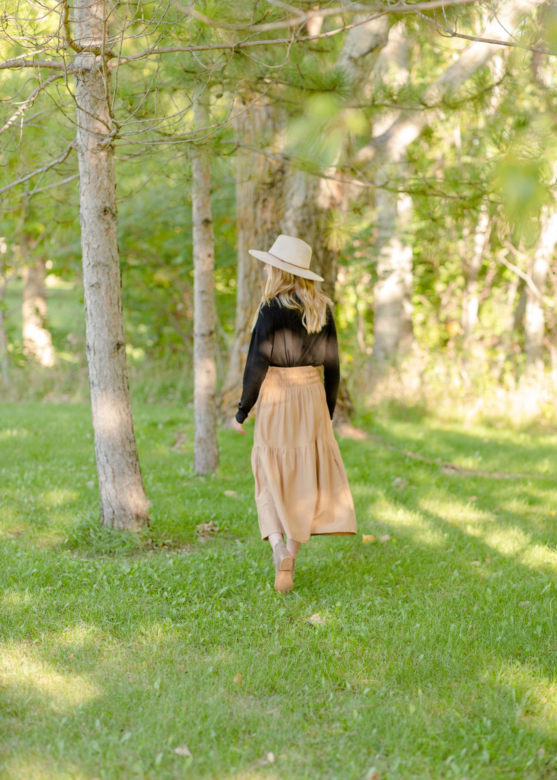 Smocked Waist Camel Maxi Skirt Skirts Tres Bien