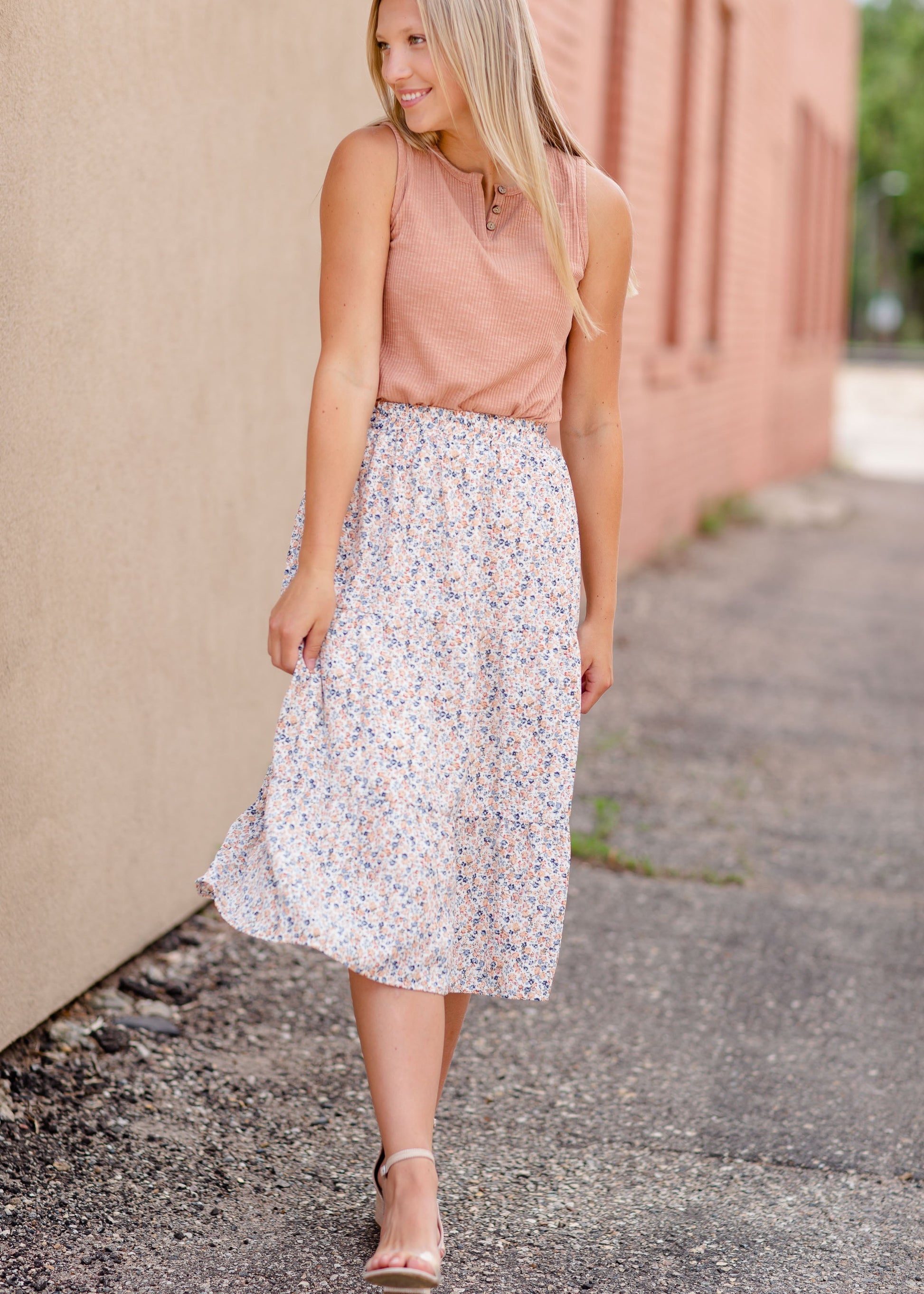 Split Neck Tank Top With Buttons Tops