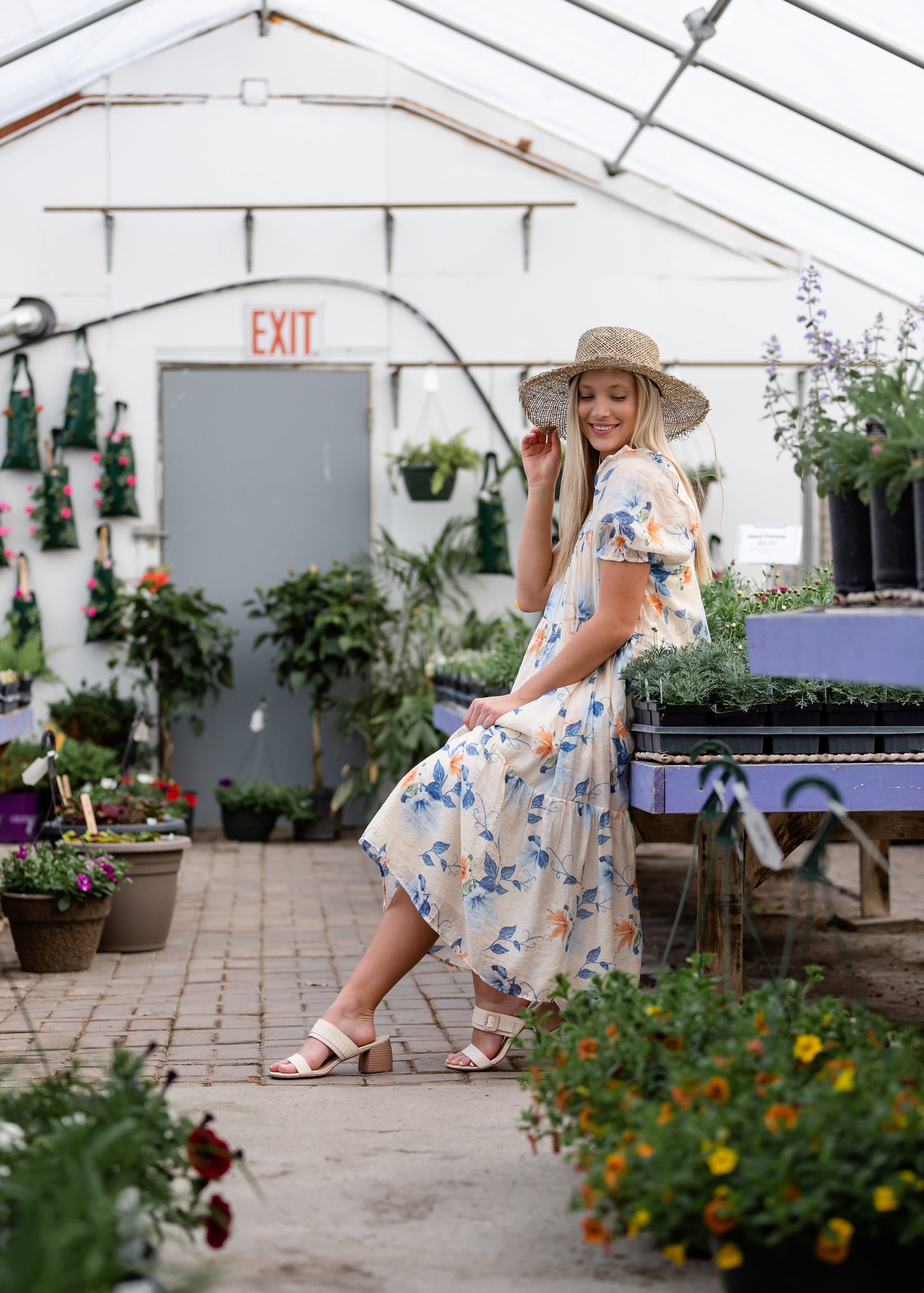 Square Neck Floral Print Midi Dress Dresses Hayden