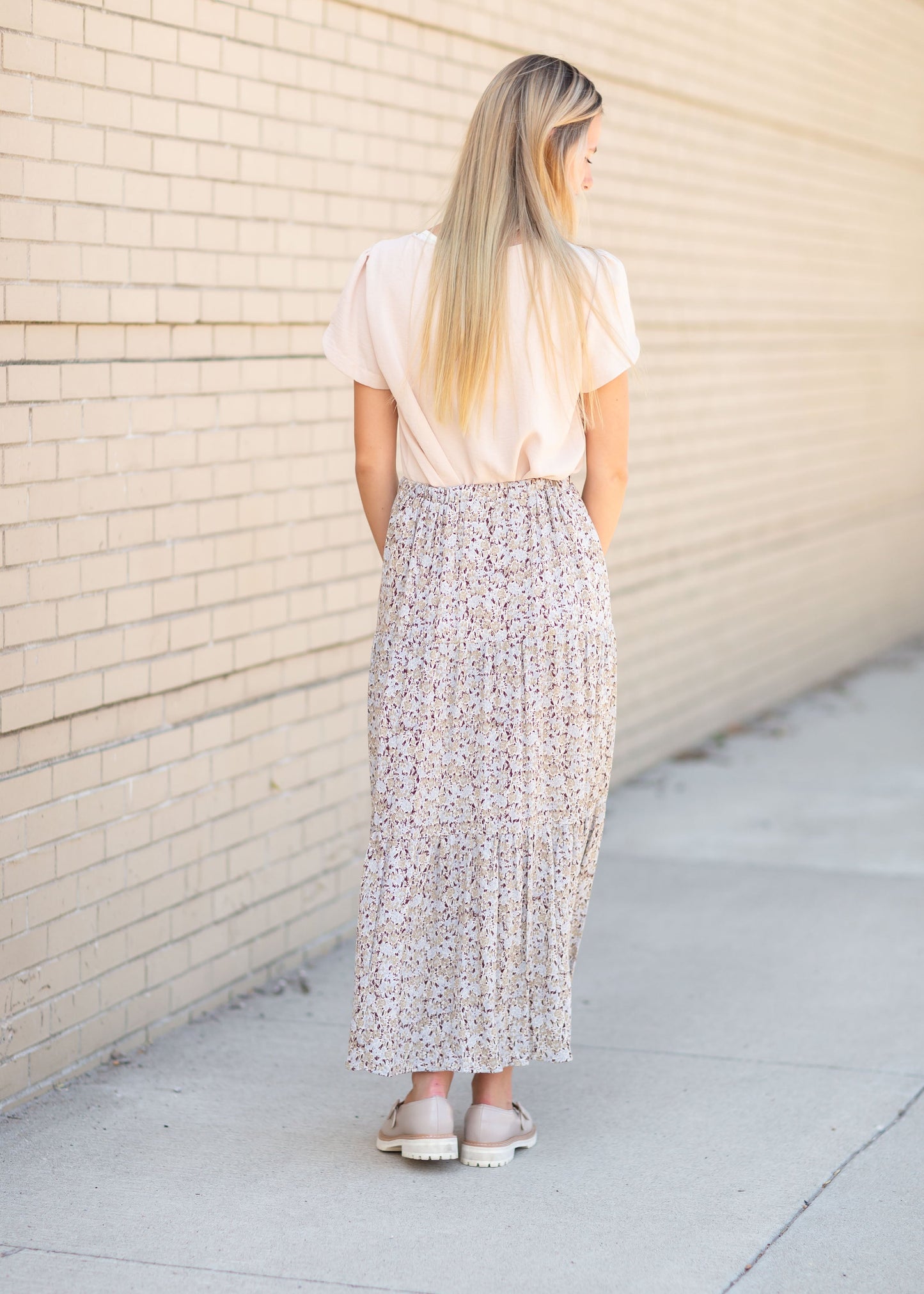 Stretch Waist Tiered Maxi Skirt Skirts