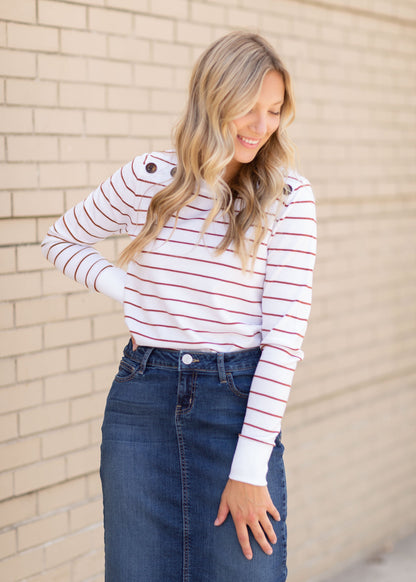 Striped Boat Neck Sweater Tops