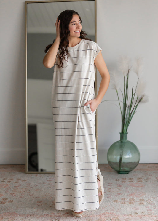 Striped Maxi Dress with Slits Dresses Thread & Supply