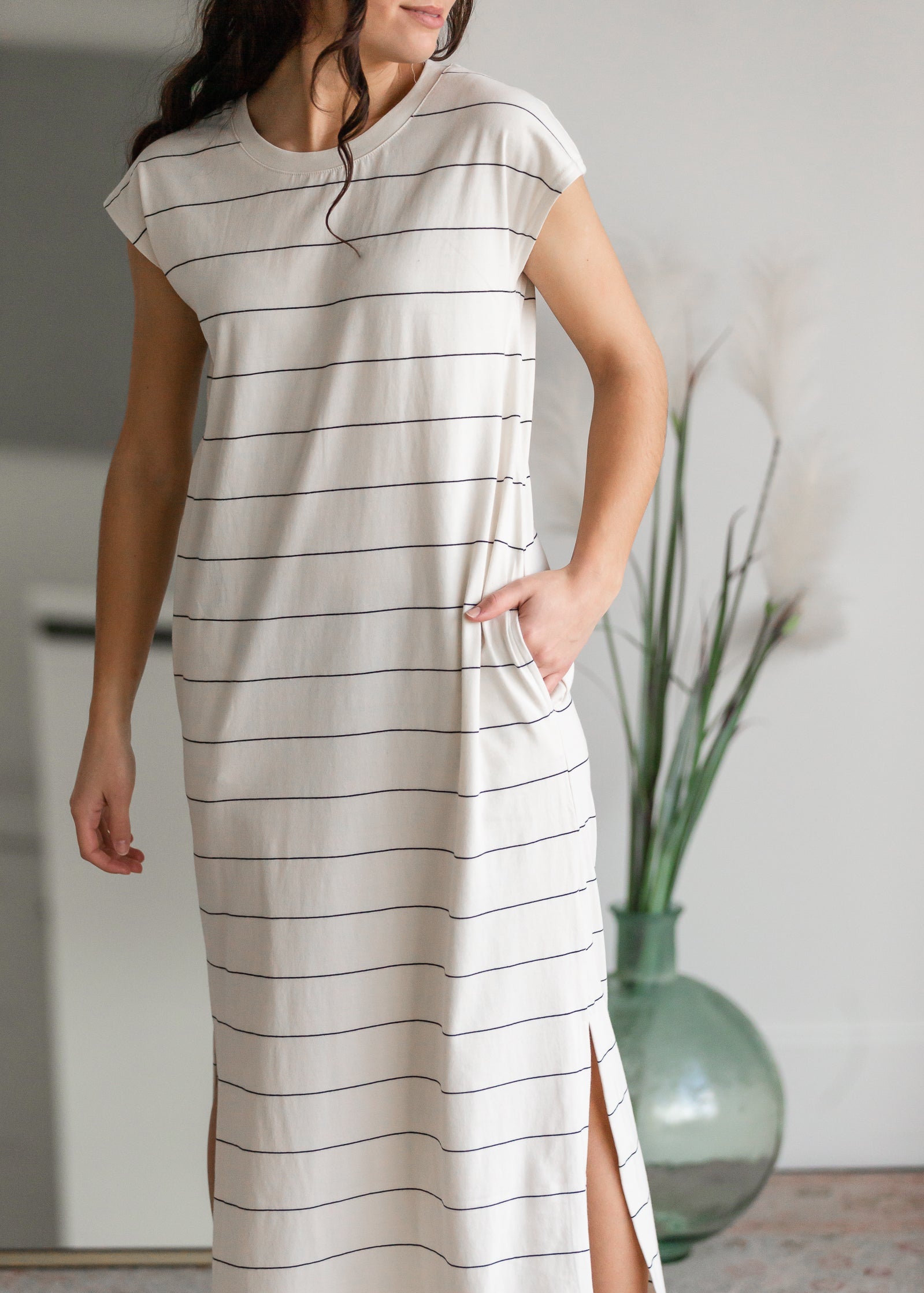 Striped Maxi Dress with Slits Dresses Thread & Supply