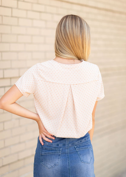 Swiss Dot Short Sleeve Top Tops