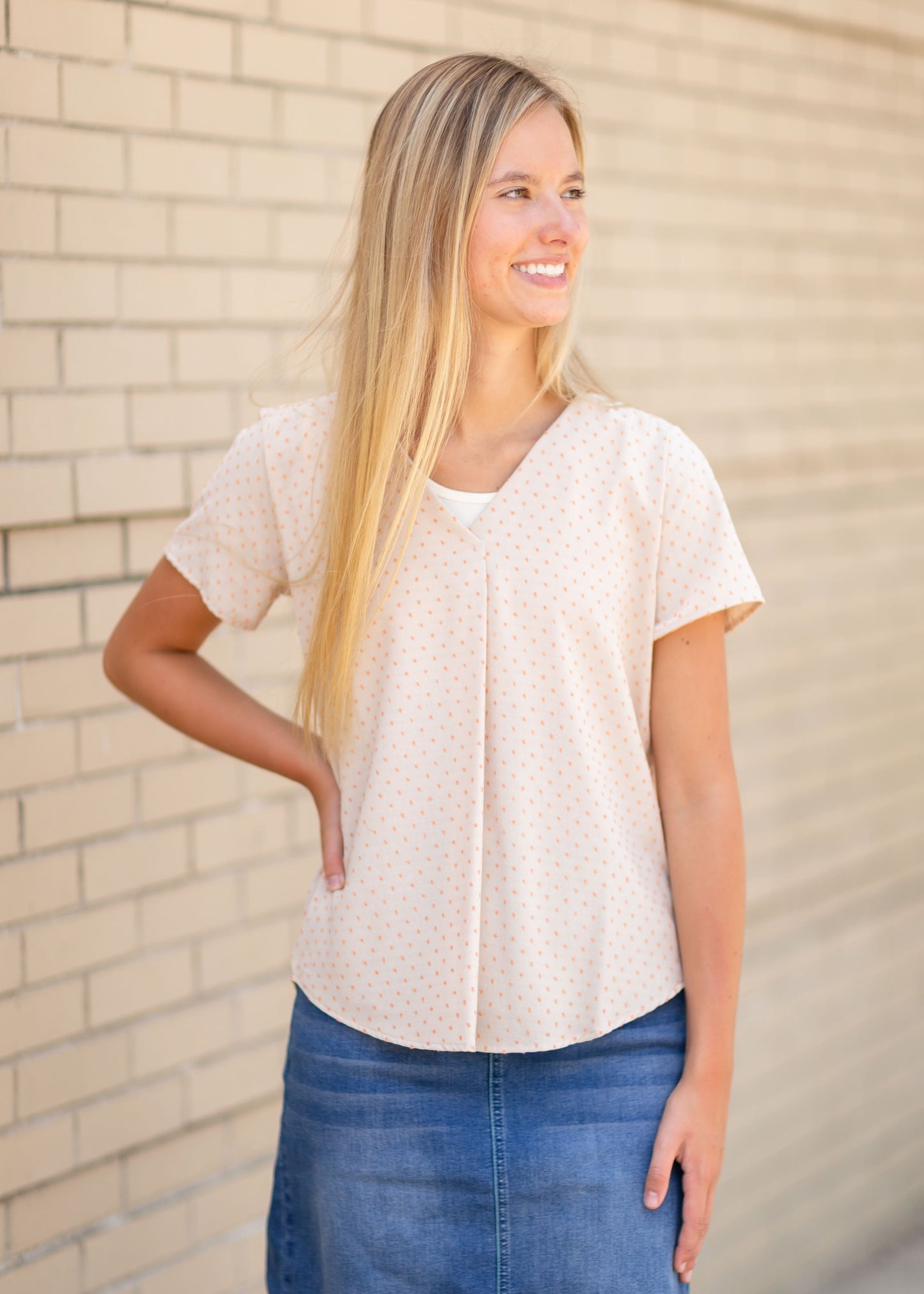 Swiss Dot Short Sleeve Top Tops