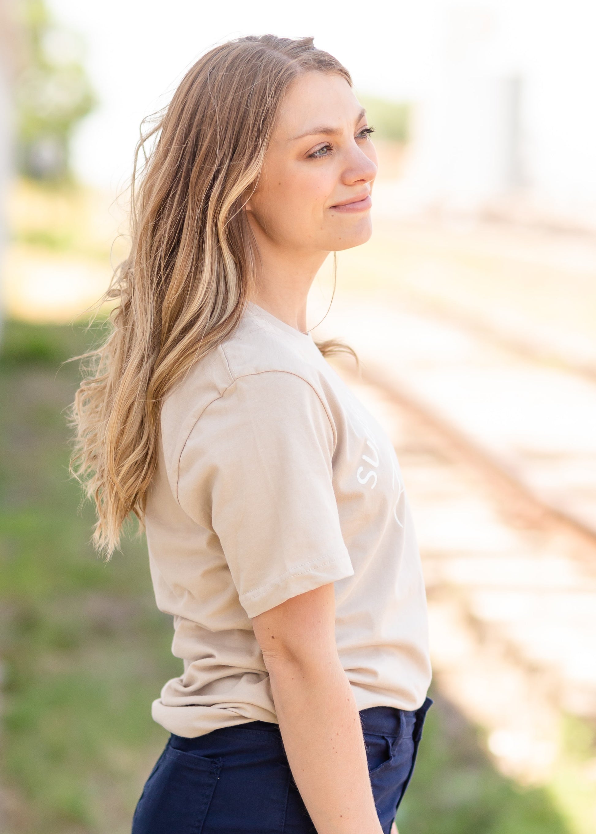 Tan Support Your Local Farmers T-Shirt Tops