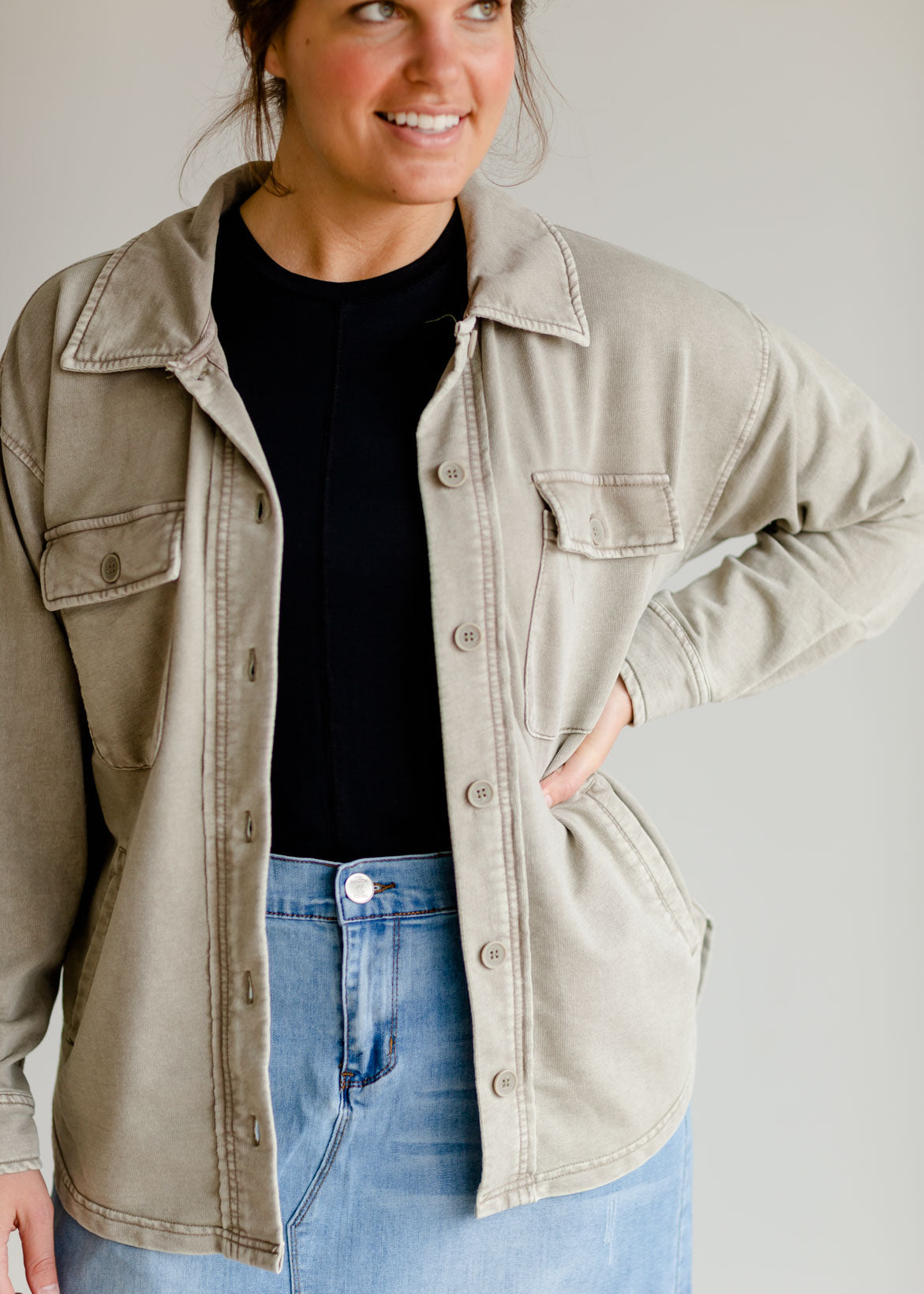 The Cyrus Button Up Shacket Shirt Thread & Supply Tan / S