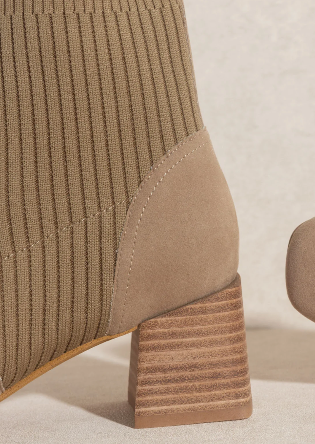 The Geraldine Suede Taupe Bootie Shoes