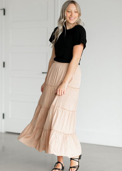 Tiered Lined Maxi Skirt Skirts