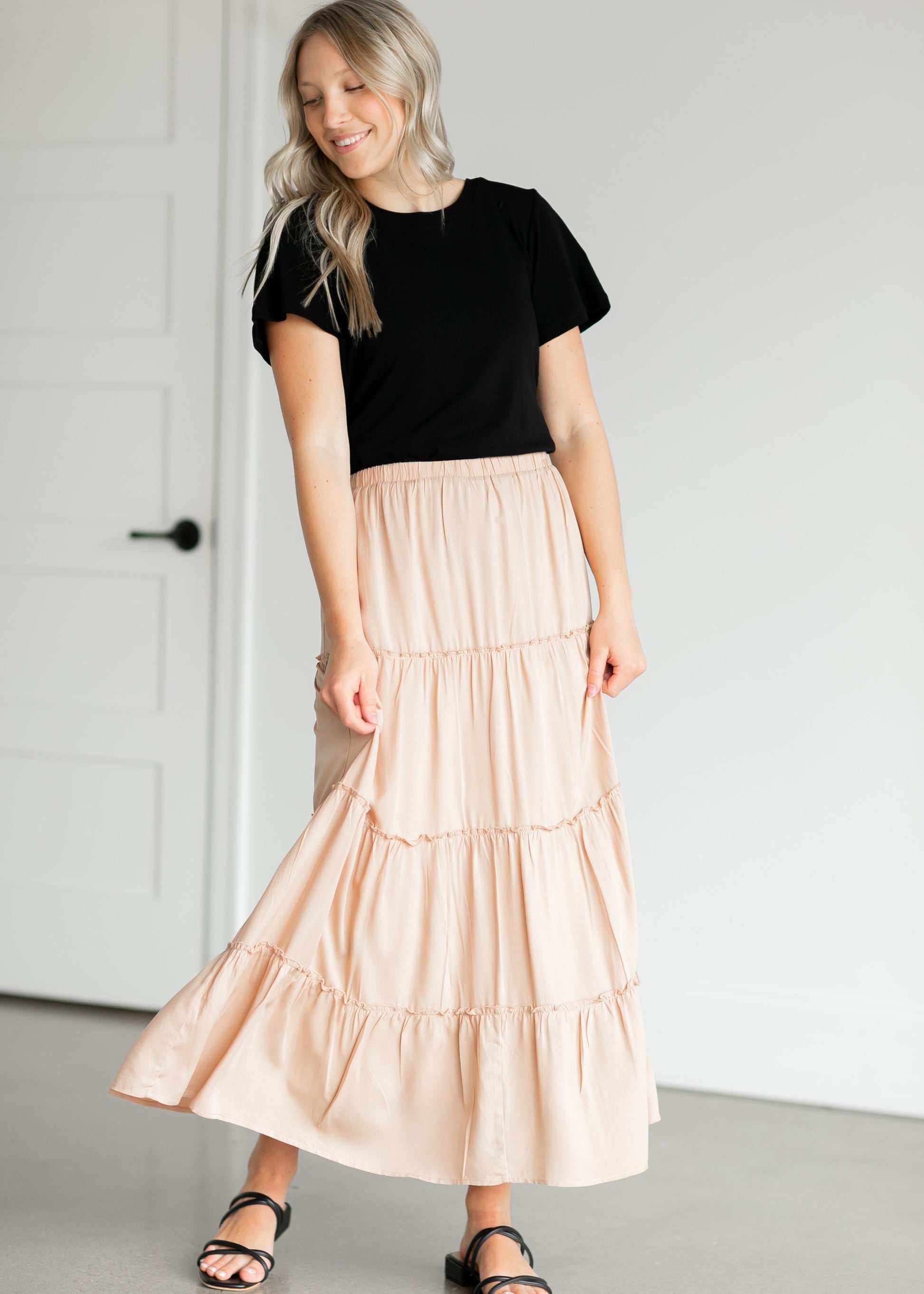 Tiered Lined Maxi Skirt Skirts