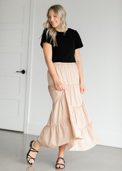 Tiered Lined Maxi Skirt Skirts