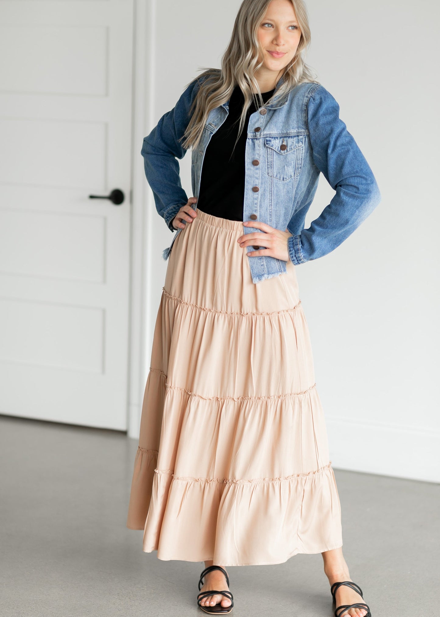 Tiered Lined Maxi Skirt Skirts