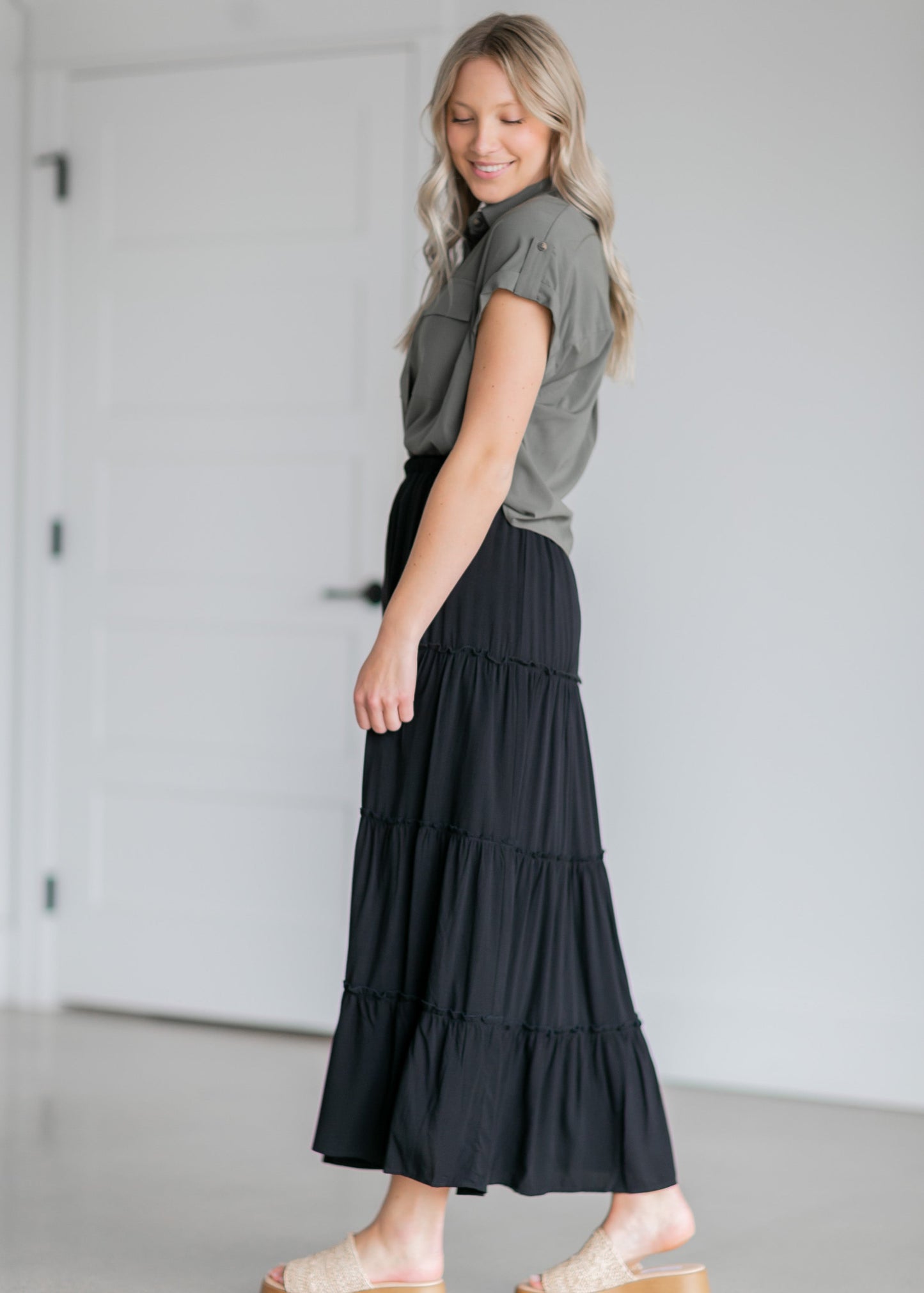 Tiered Lined Maxi Skirt Skirts