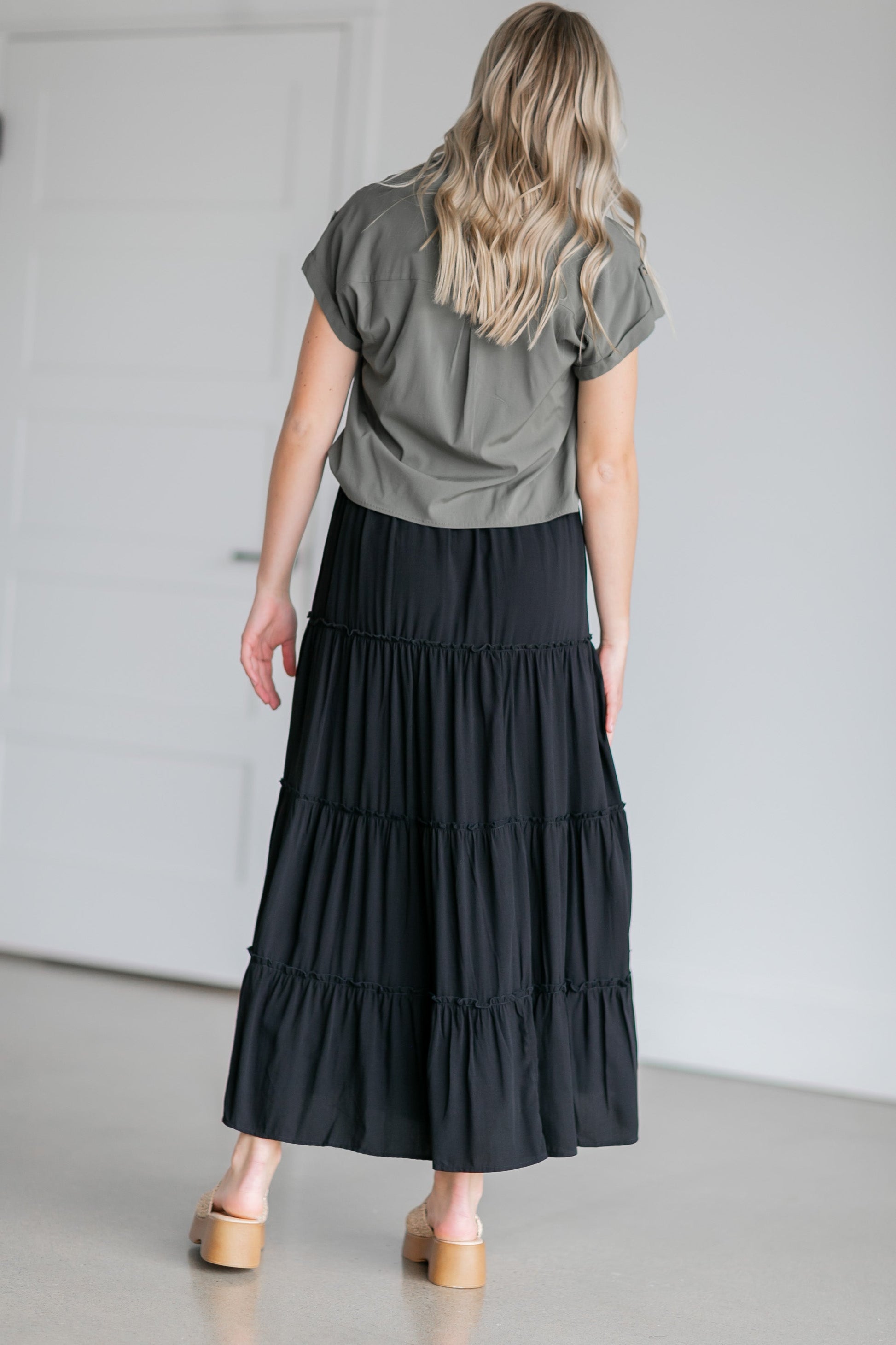 Tiered Lined Maxi Skirt Skirts