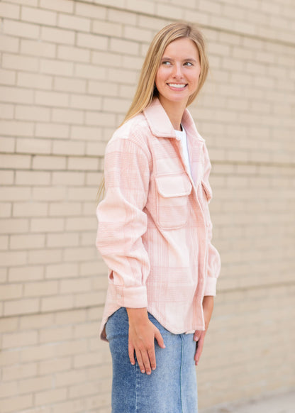 Tucker Pink Fleece Plaid Jacket Tops