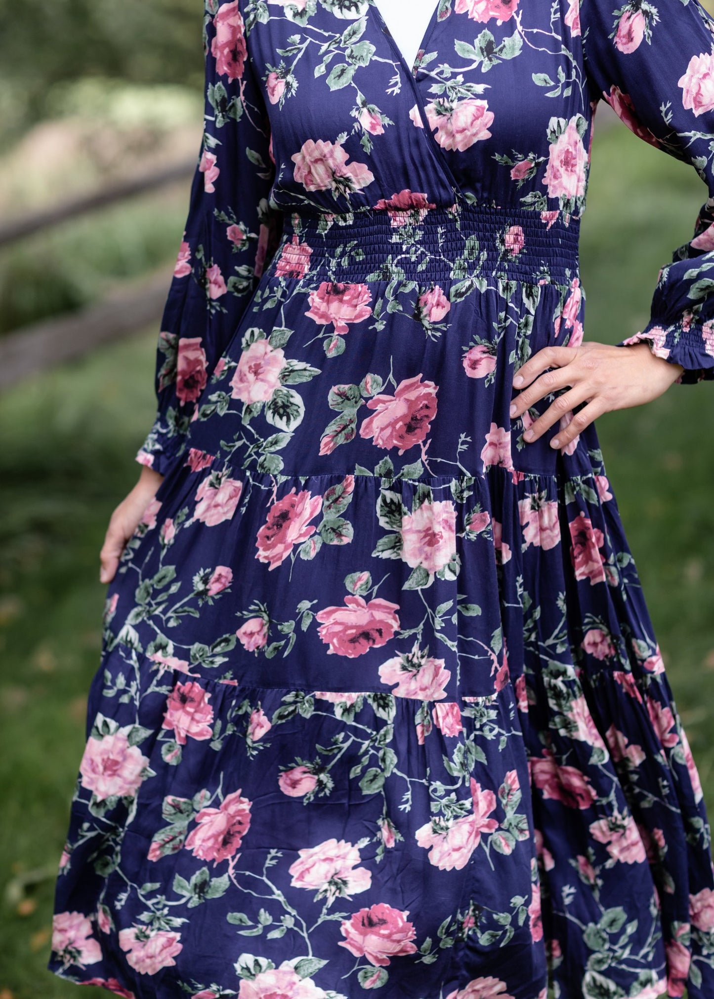 V-Neck Smock Waist Floral Maxi Dress Dresses Dress Forum