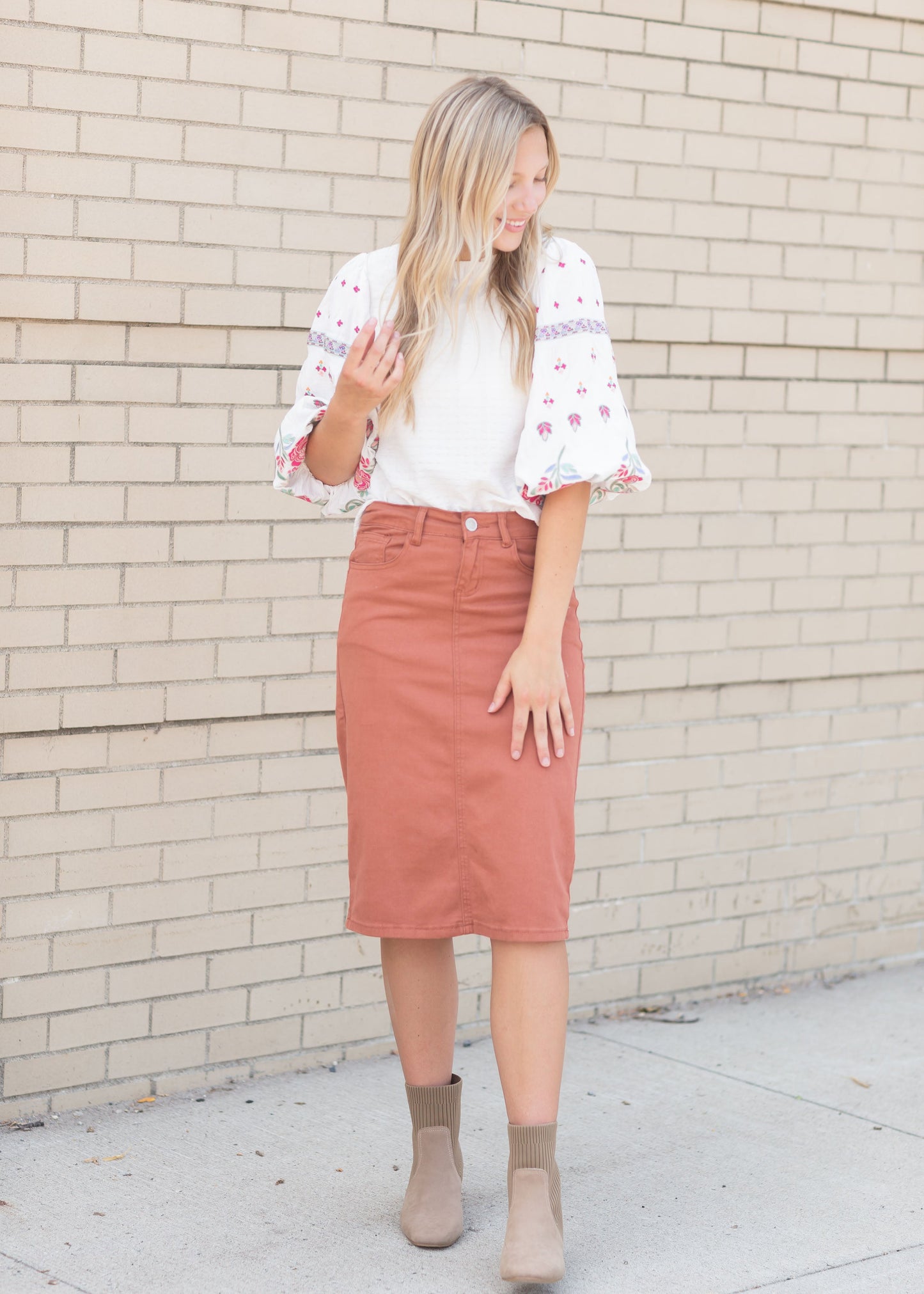 White Embroidered Balloon Sleeve Textured Top Tops