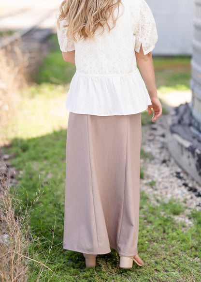 White Lace Mixed Blouse Top Tops