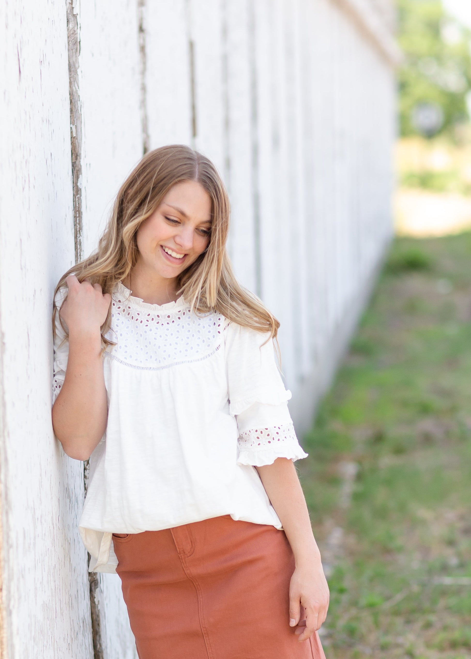 White Puff Sleeve Tee Tops