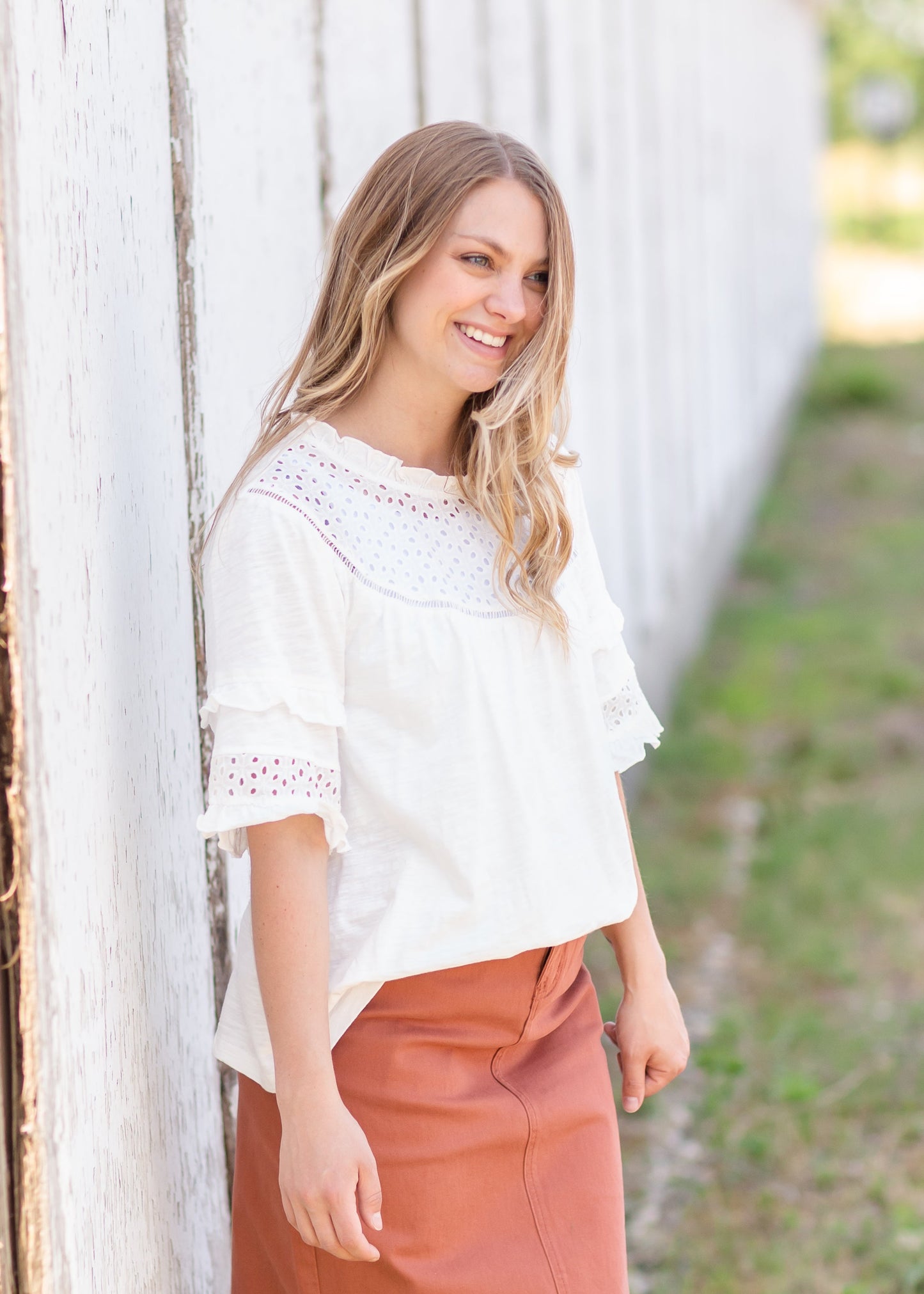 White Puff Sleeve Tee Tops