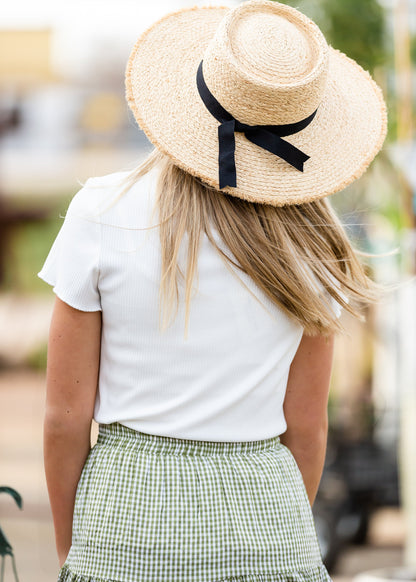 White Ribbed Round Neck Top Shirt Tea N Rose