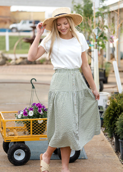 White Ribbed Round Neck Top Shirt Tea N Rose