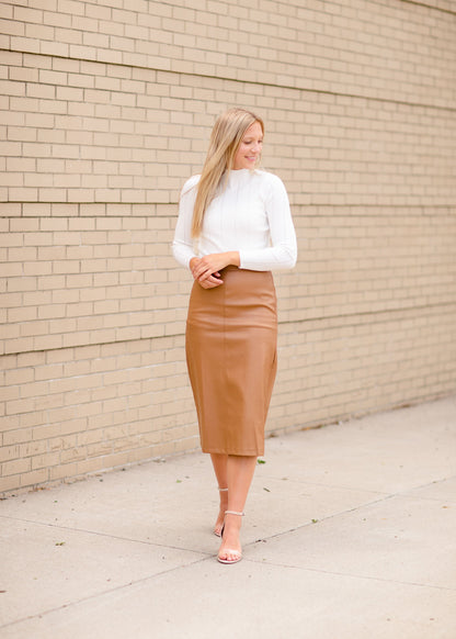 White Textured Mock Neck Long Sleeve Sweater Tops